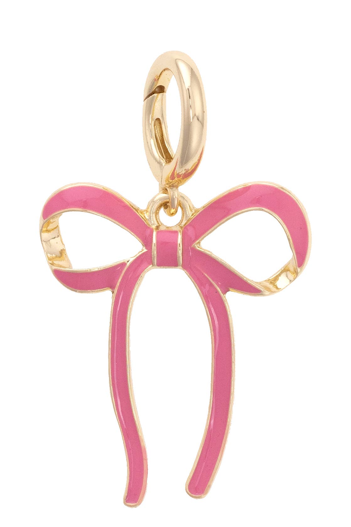 Tied Bow Enamel Pendant Charm in Pink