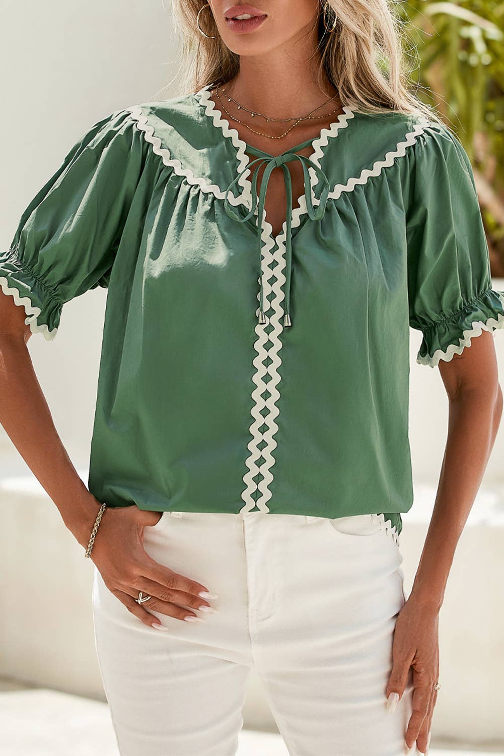 Abigail's RicRac Green Blouse