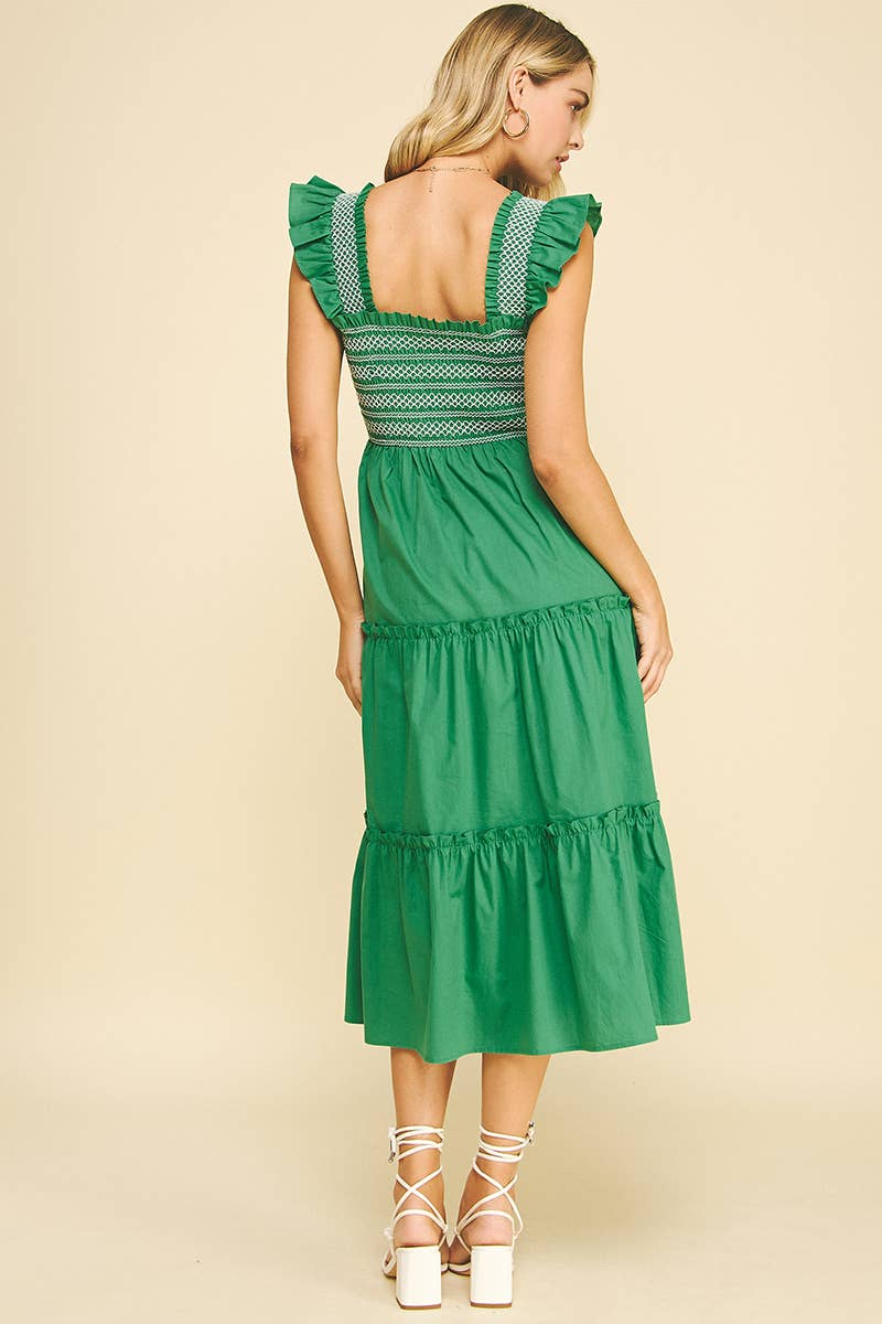 Lacey's Detailed Tiered Midi Dress