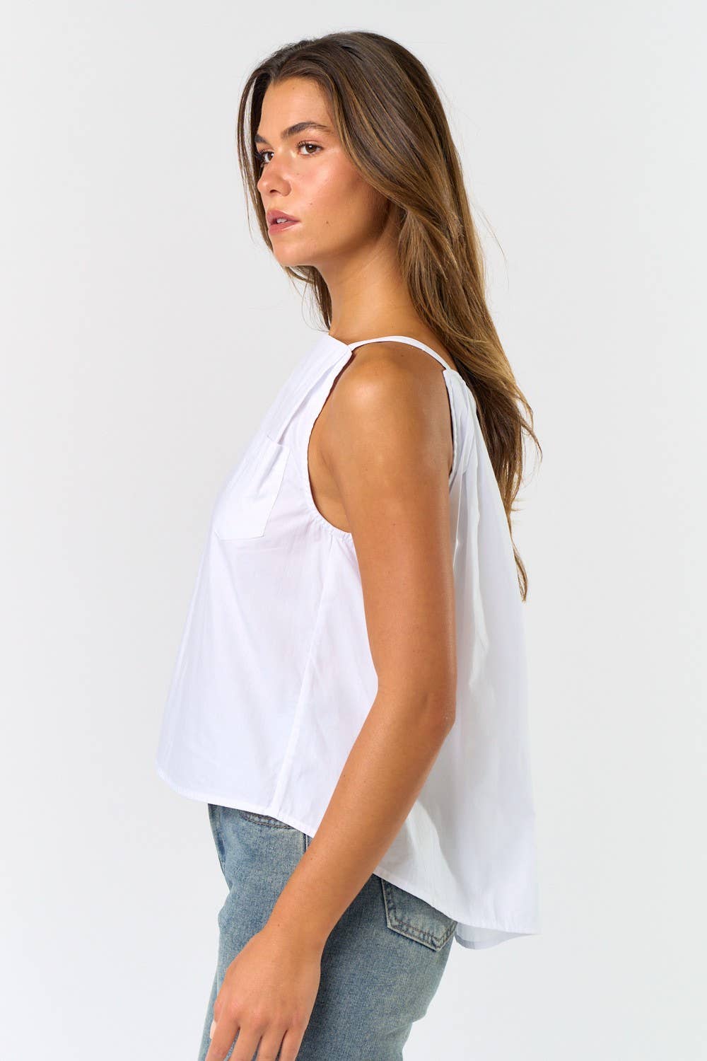 Pleated Square Neck Tank