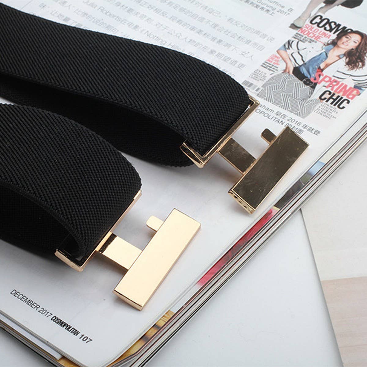 Elastic Belt With Square Buckle