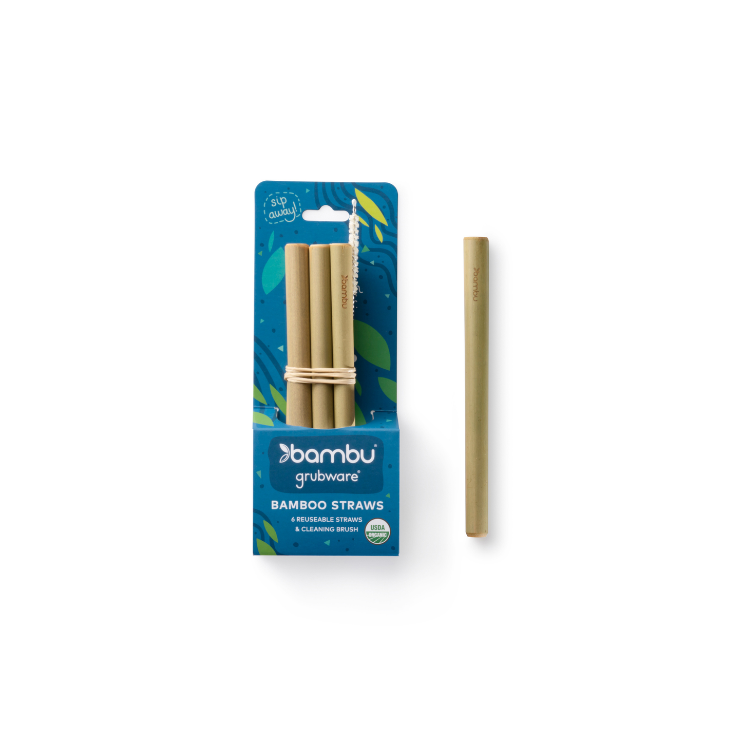 Original Reusable Green Bamboo Straws - Set of 6