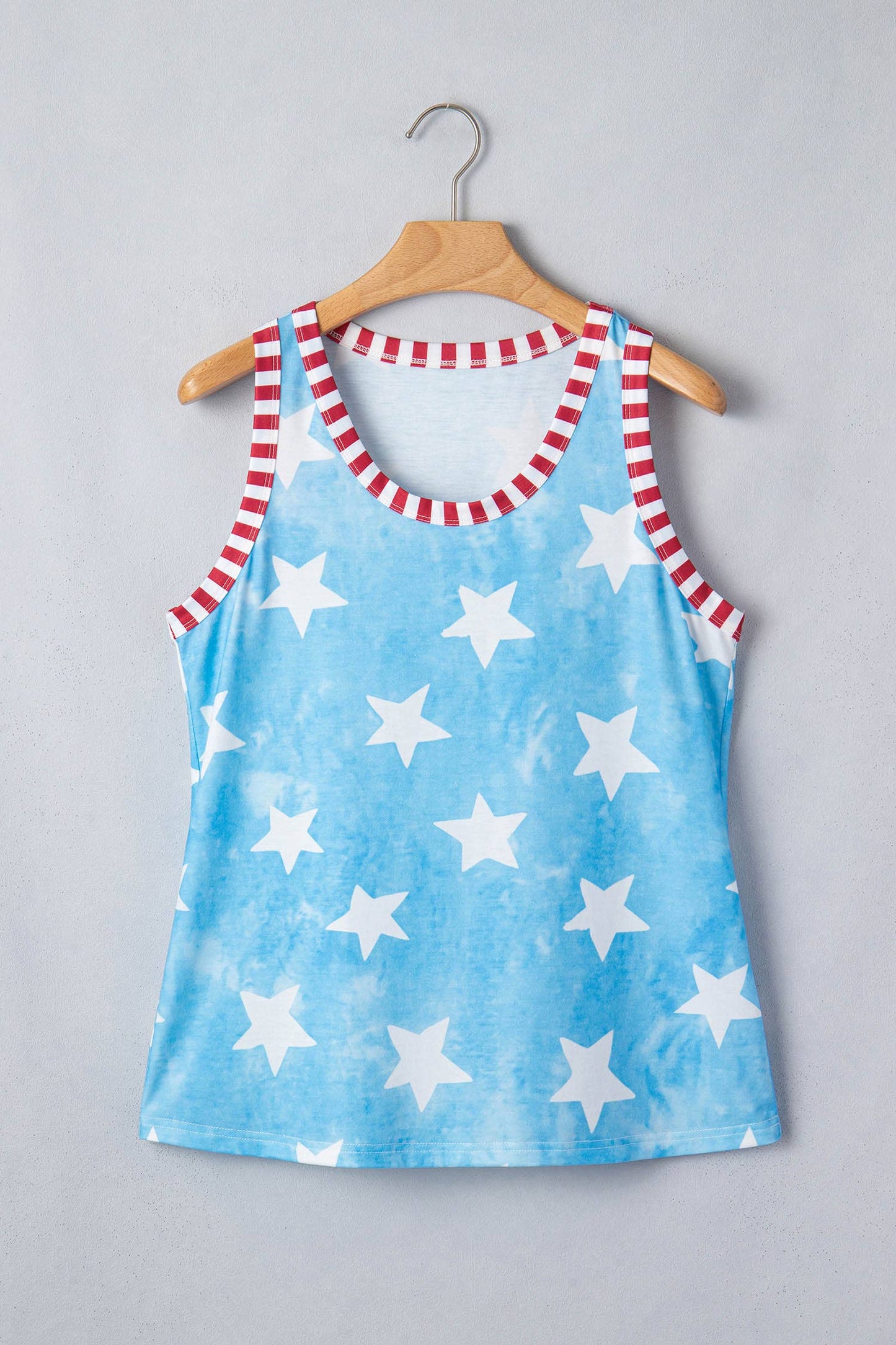 Fourth of July Star Striped Round Neck Tank Top