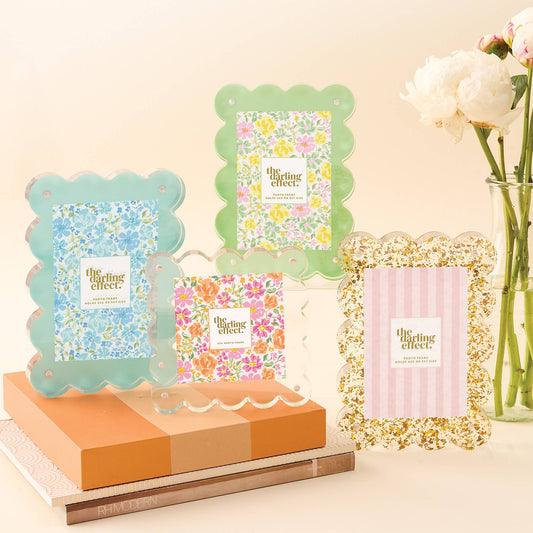 Rectangle Gold Scalloped Acrylic Frame