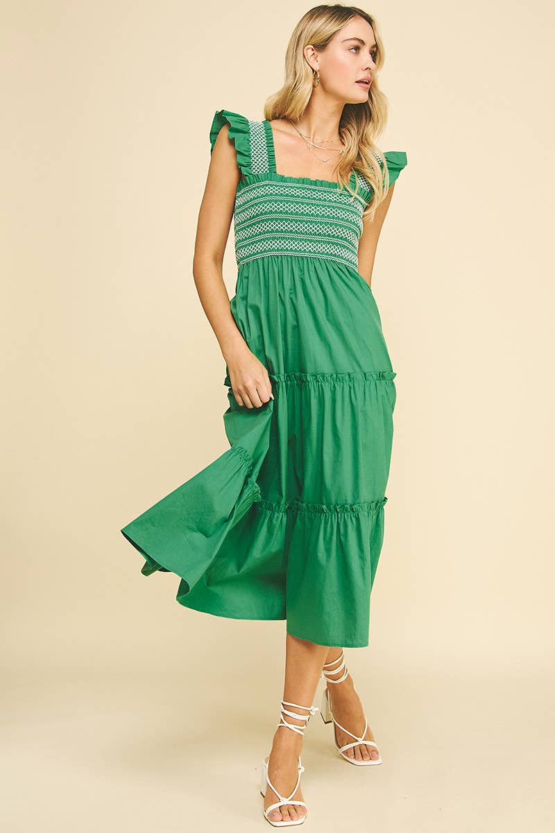 Lacey's Detailed Tiered Midi Dress