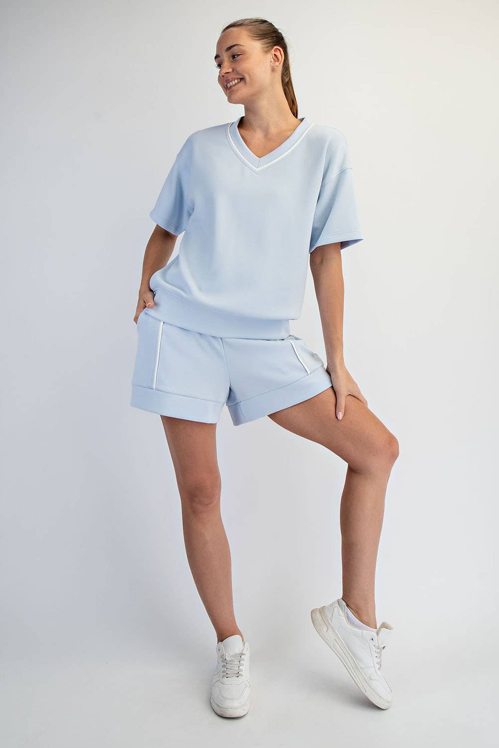 Baby Blue Butter V Neck