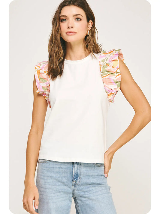 Tropical/White Tee