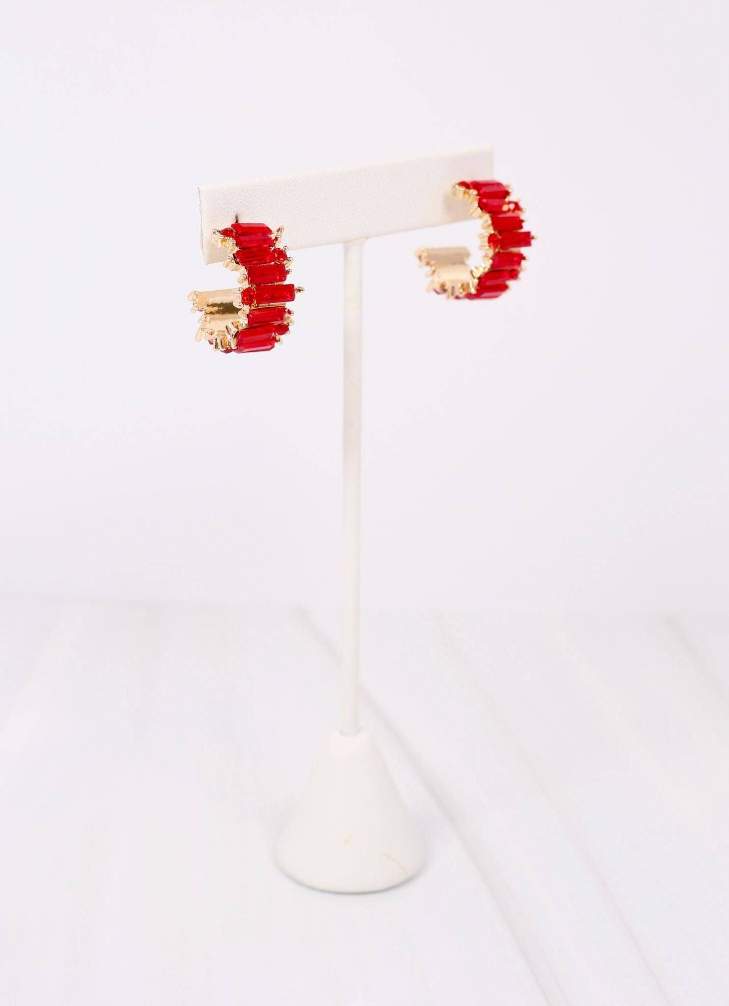 Goldstein Stone Hoop Earring RED