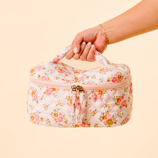 Quilted Floral Cosmetic Bag