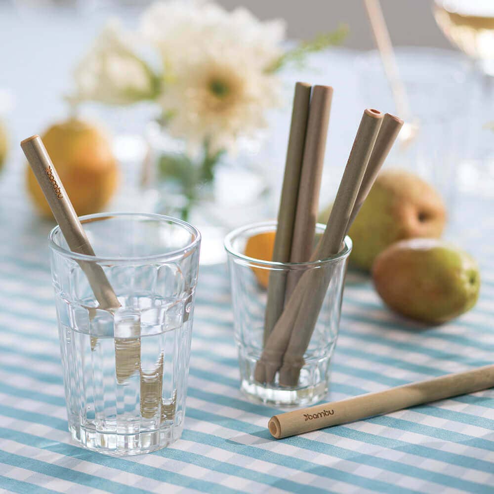 Original Reusable Green Bamboo Straws - Set of 6
