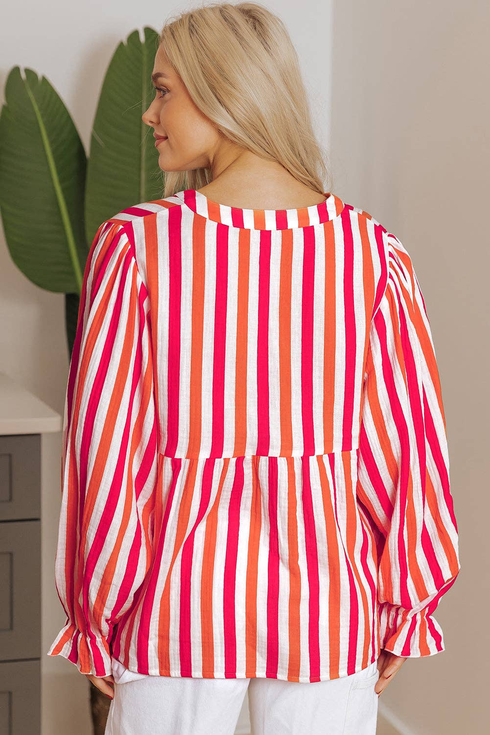 Julia's Striped Balloon Blouse