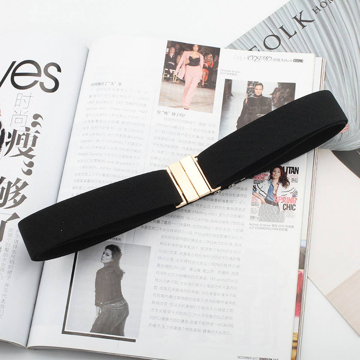 Elastic Belt With Square Buckle