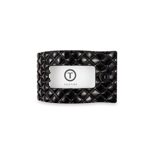 Flat Rectangle Hair Clip | Small | Jet Black Quilted