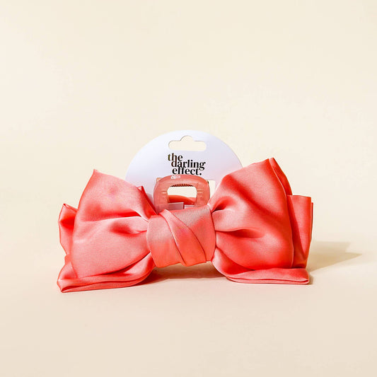 Rose Satin Bow Claw Clip