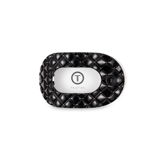 Flat Round Hair Clip | Small | Jet Black Quilted