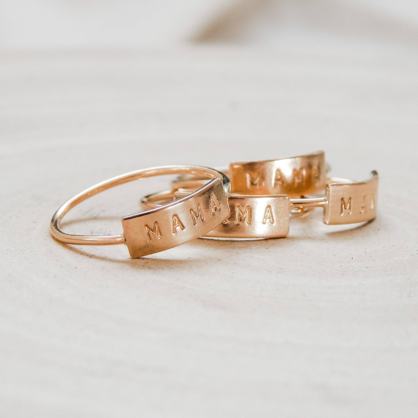 Mama Bar Ring - Hand Stamped, Waterproof, Tarnish Resistant
