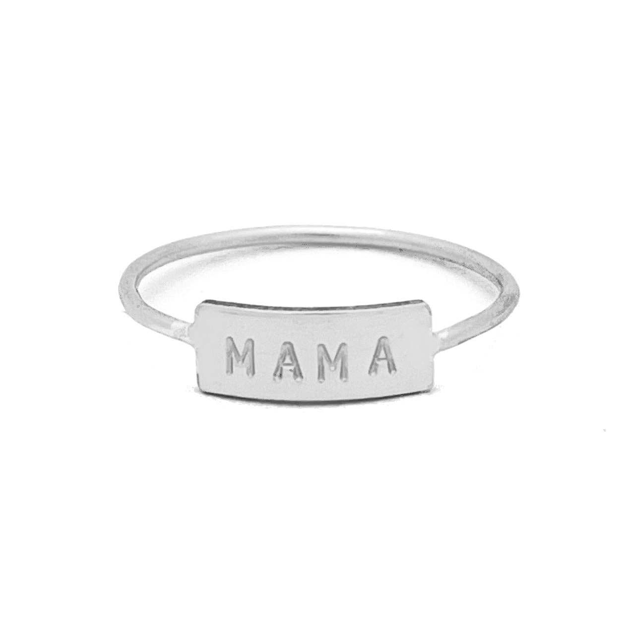 Mama Bar Ring - Hand Stamped, Waterproof, Tarnish Resistant