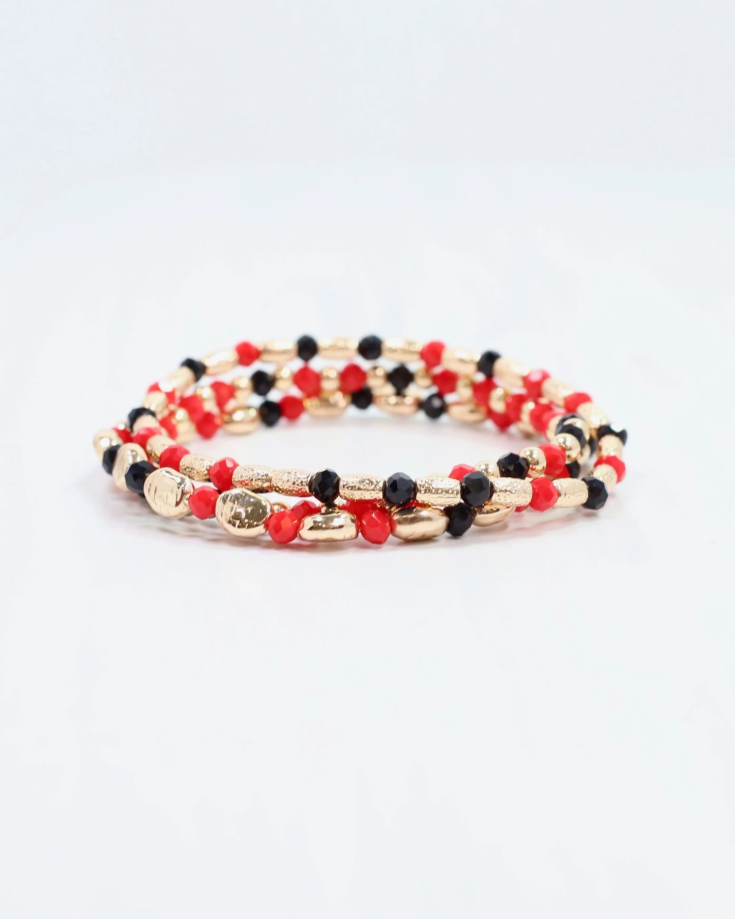 Spirit Beaded Bracelet Set Red Black