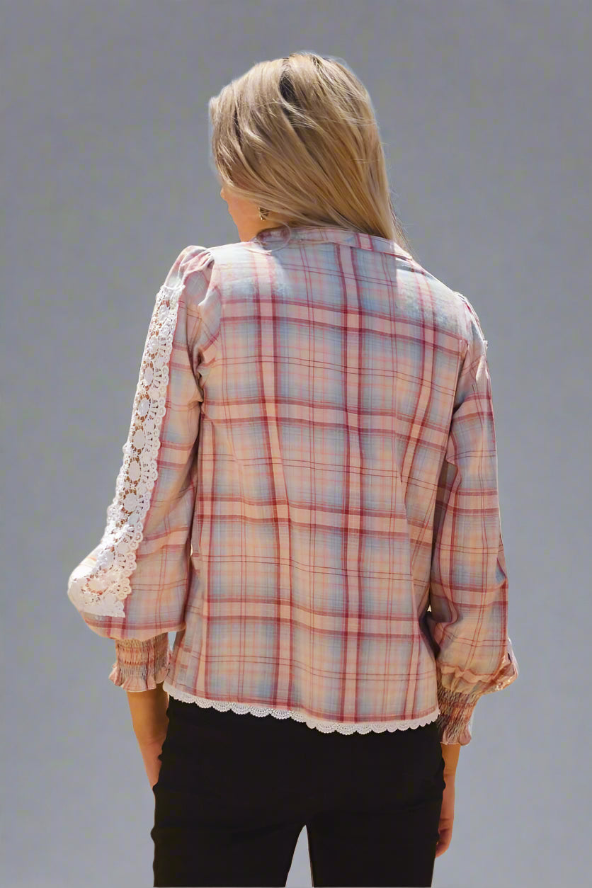 Mae's Lacey Plaid Blouse