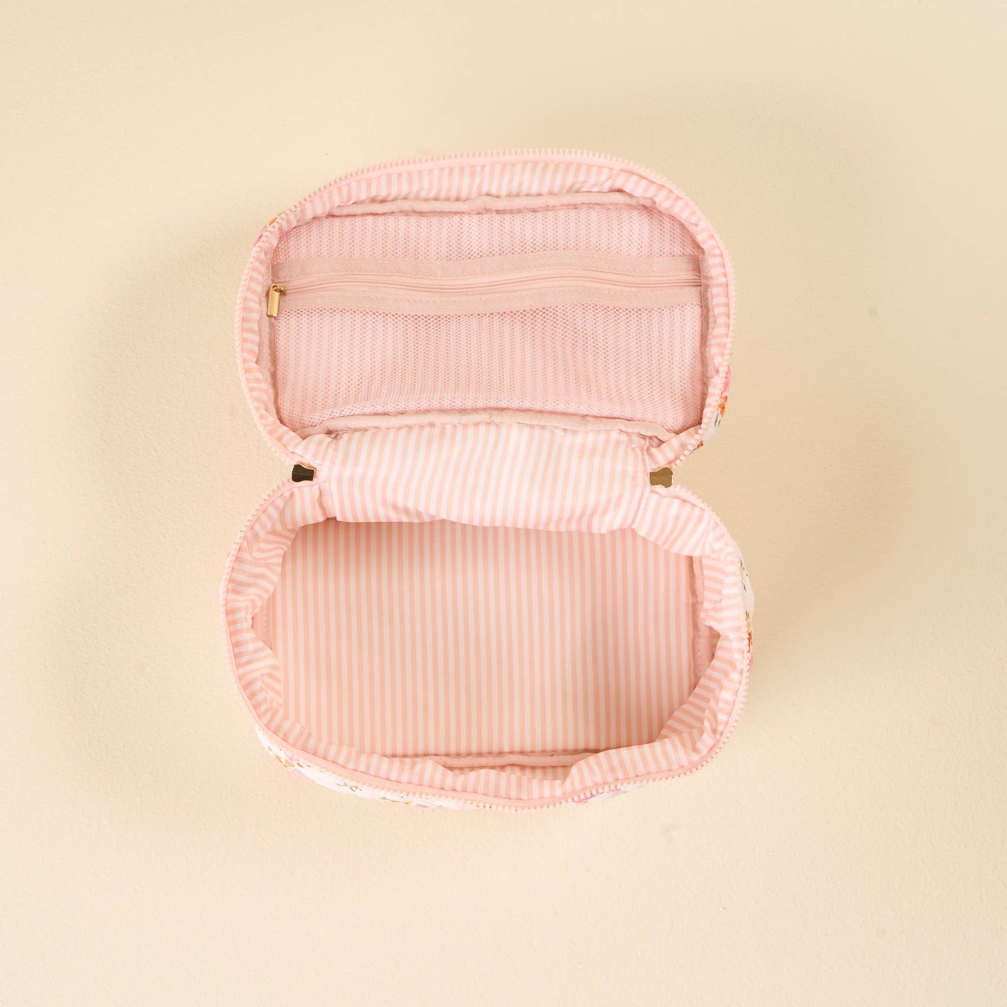 Quilted Floral Cosmetic Bag
