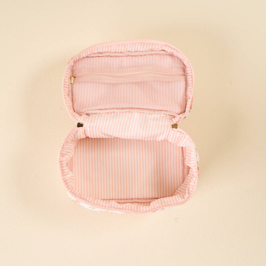 Quilted Floral Cosmetic Bag