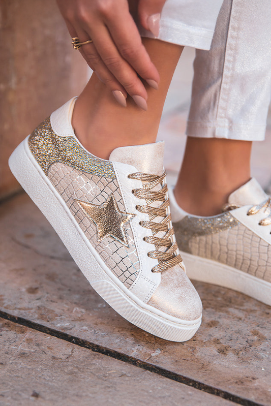 Glitter Star Leather Sneakers