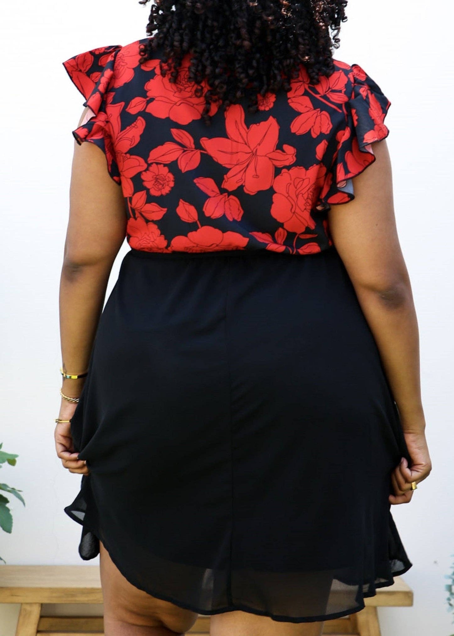 Macy's Red Floral Wrap Dress