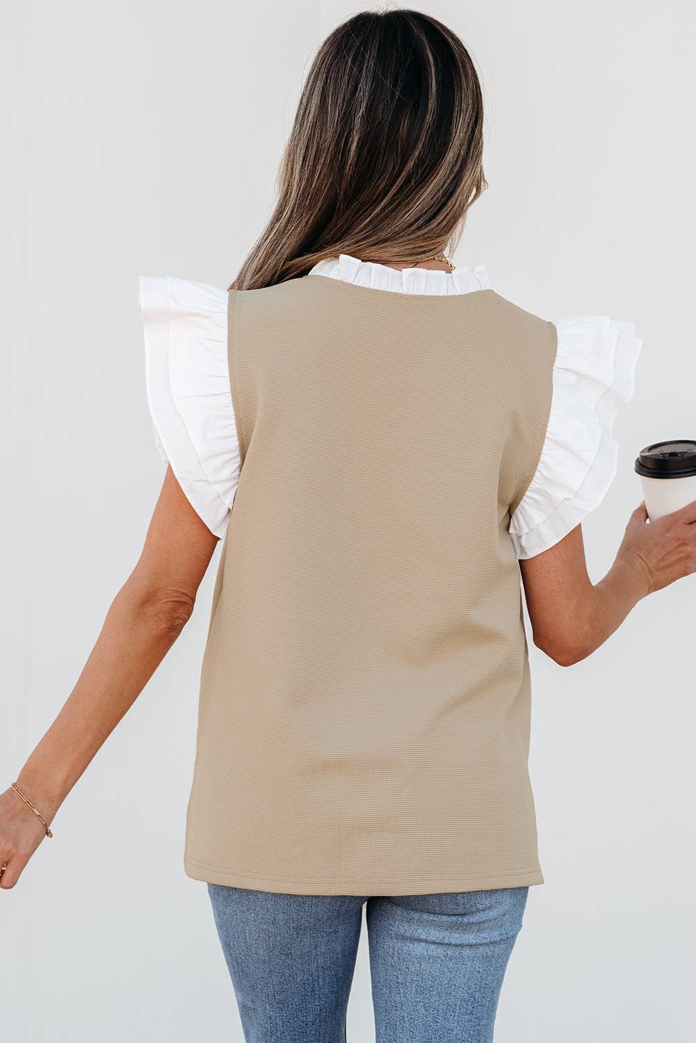 Noah's Contrast Ruffled Top