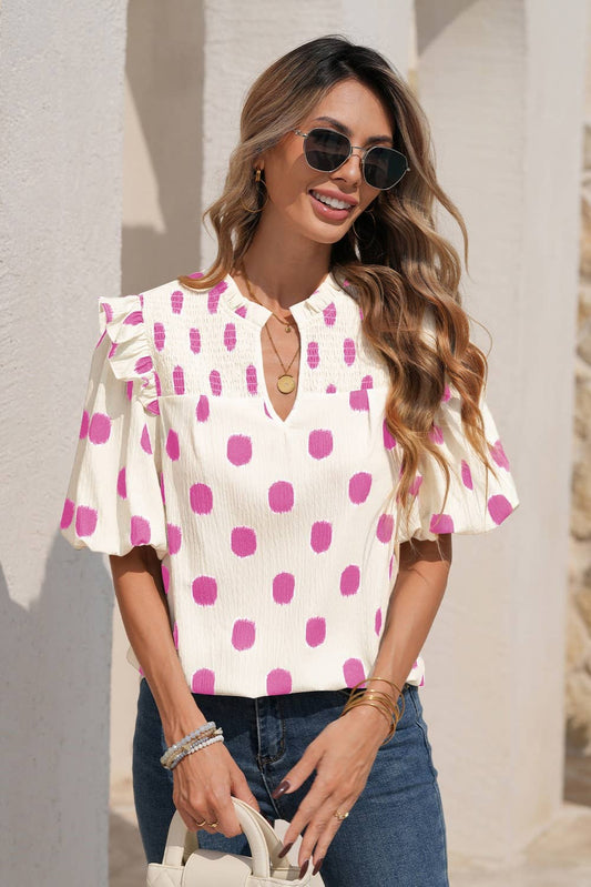 Emma's Polka Dot Ruffle Blouse