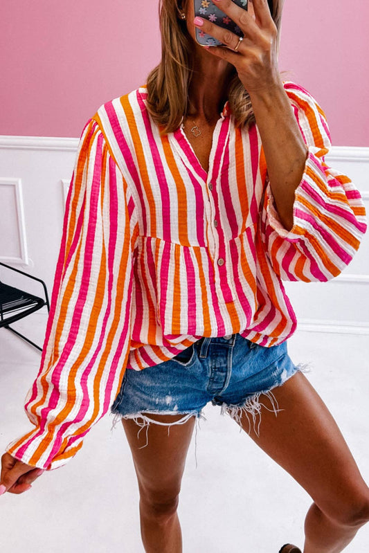 Julia's Striped Balloon Blouse