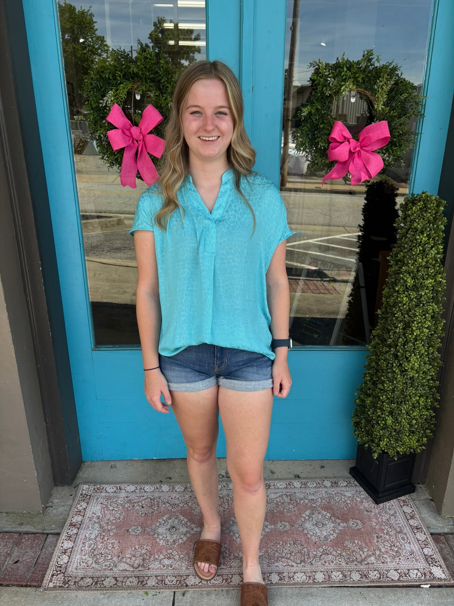 Shirley's Aqua Blouse