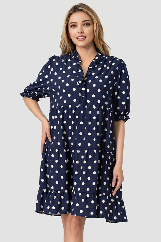 Shelly Navy Dot Dress