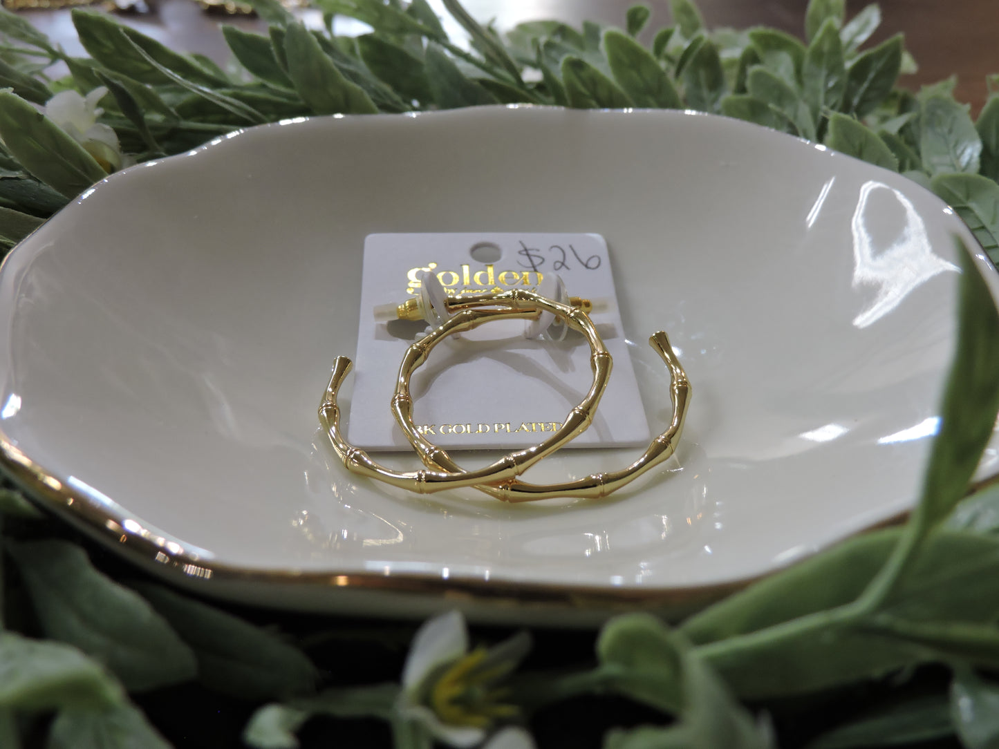 Gold Bamboo Hoop Earring