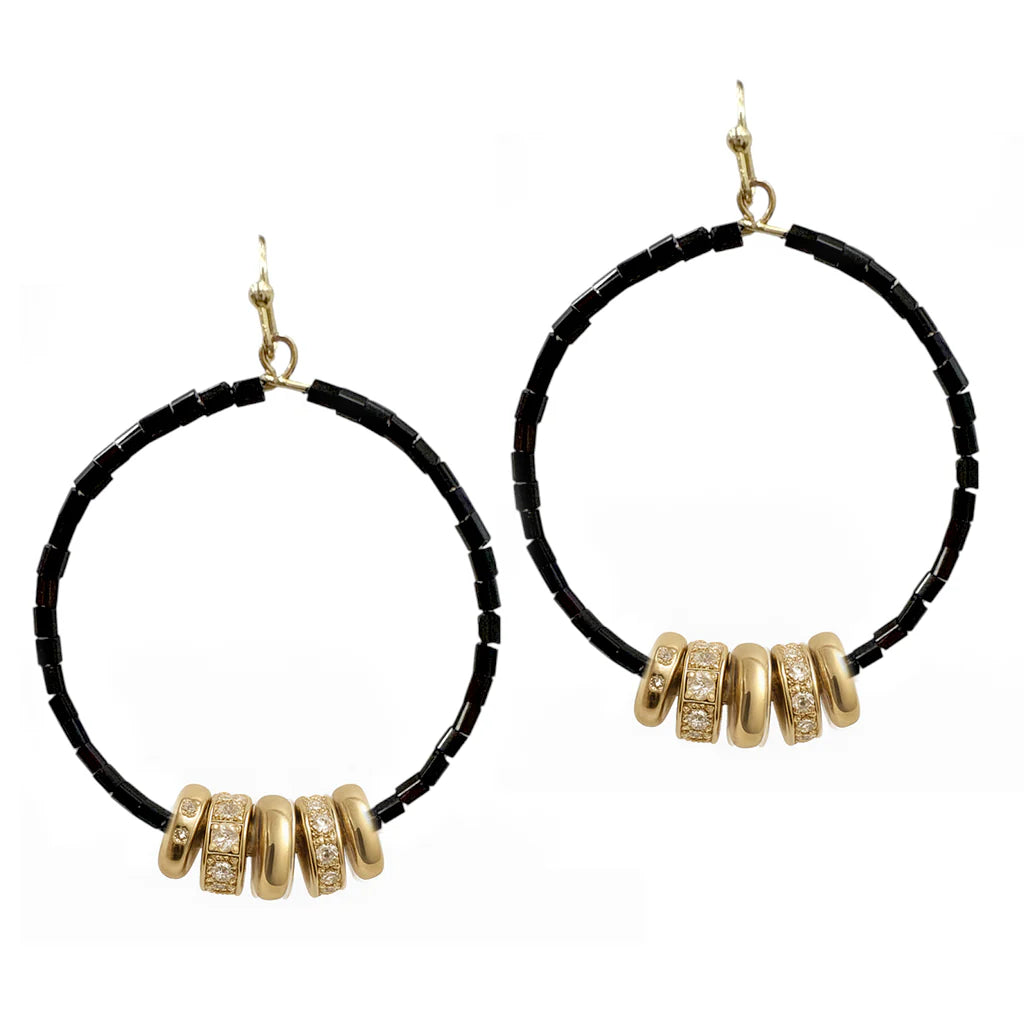Black with Gold Hoops