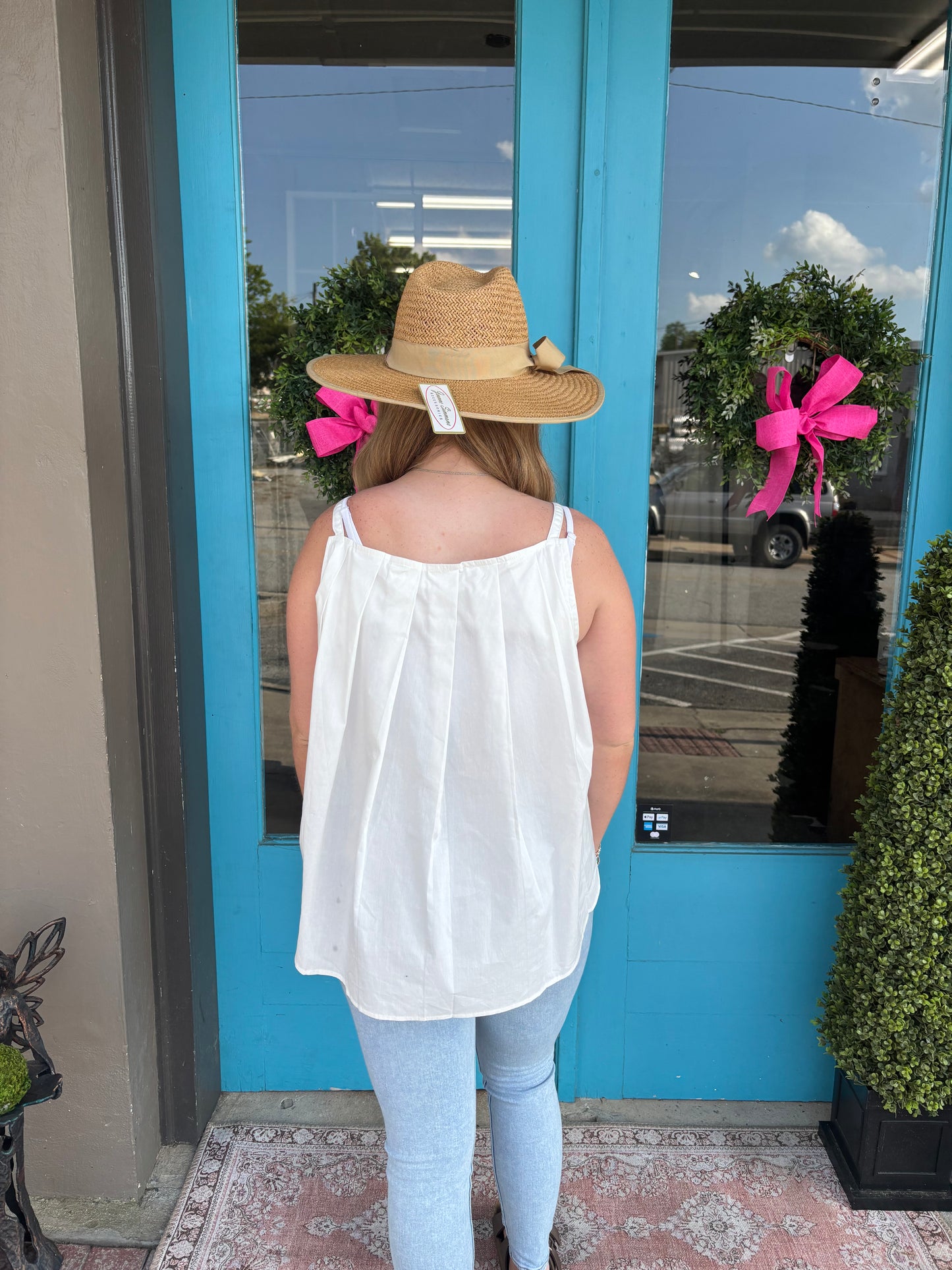 Pleated Square Neck Tank