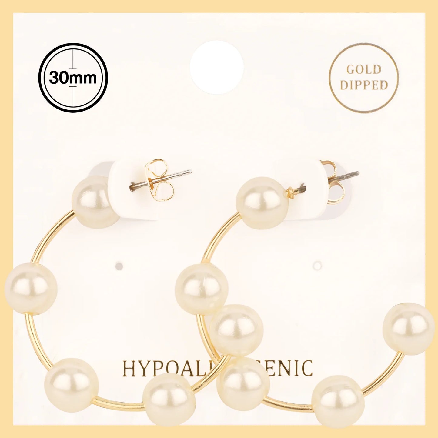 Gold Dipped Hoop with Pearl Accents