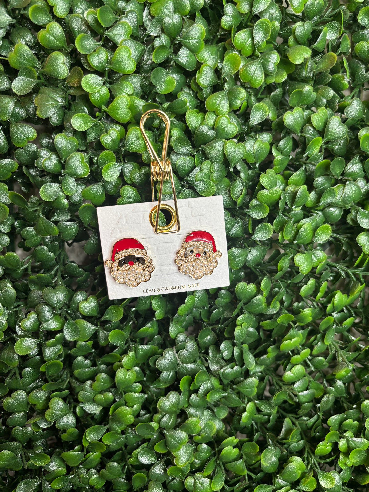 Pearl Beard Santa Earrings