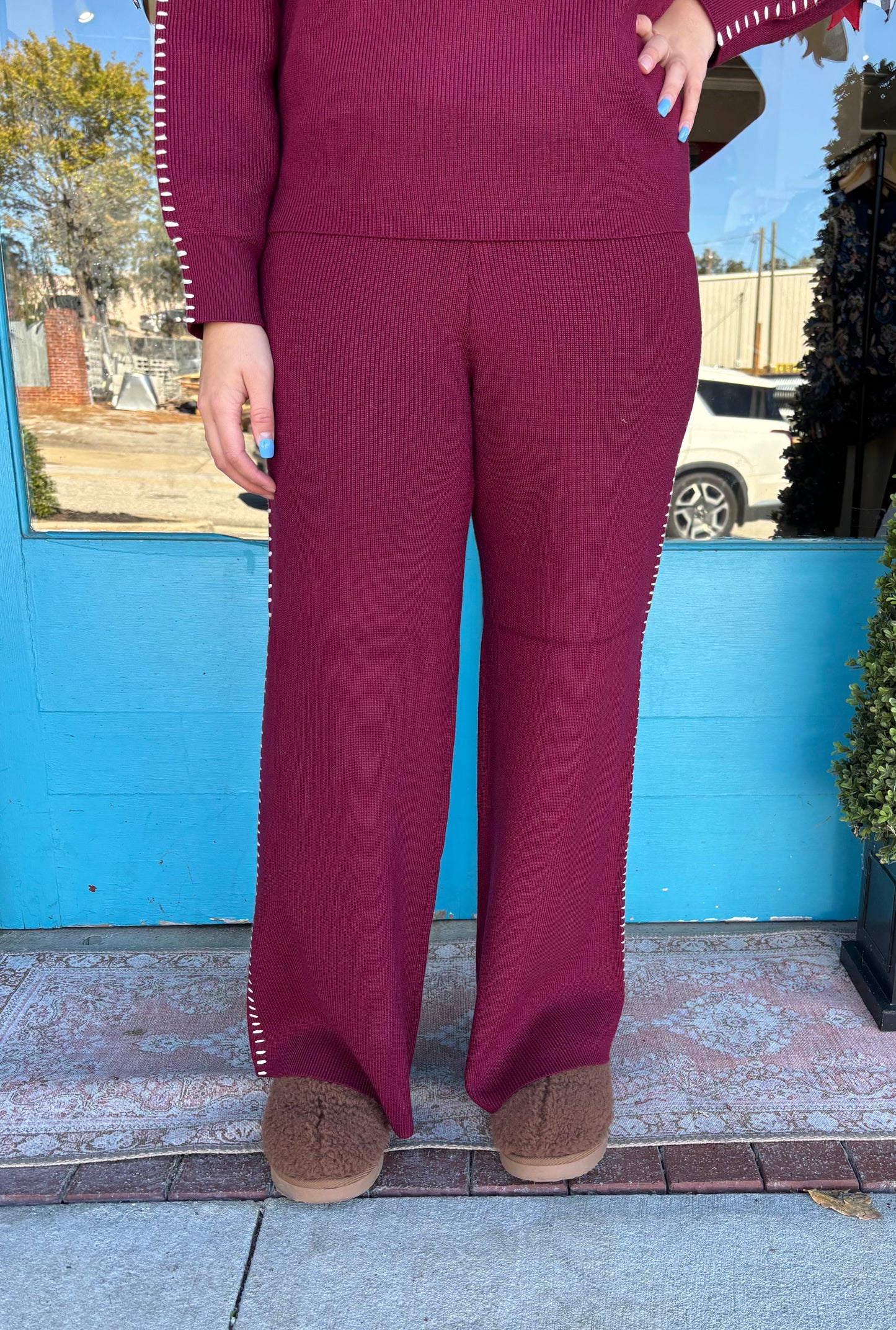 Burgundy Sweater Pants