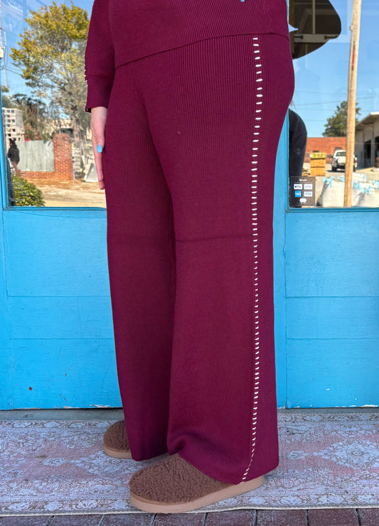 Burgundy Sweater Pants
