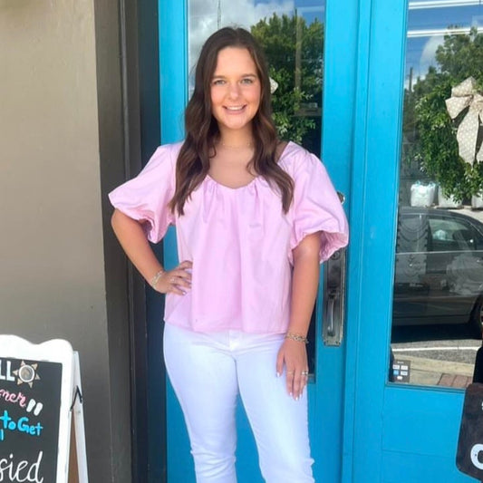 Delany's Poplin Bubble Gum Blouse