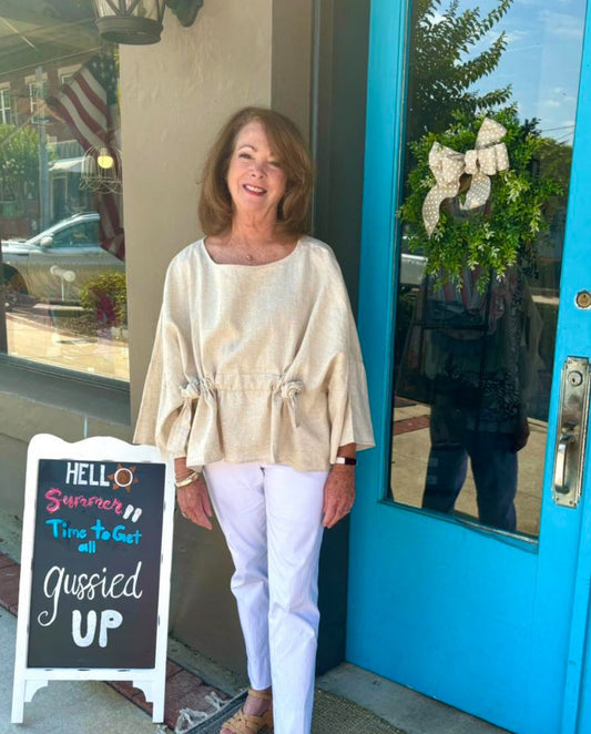 P. Cill Linen Waist Tie Top