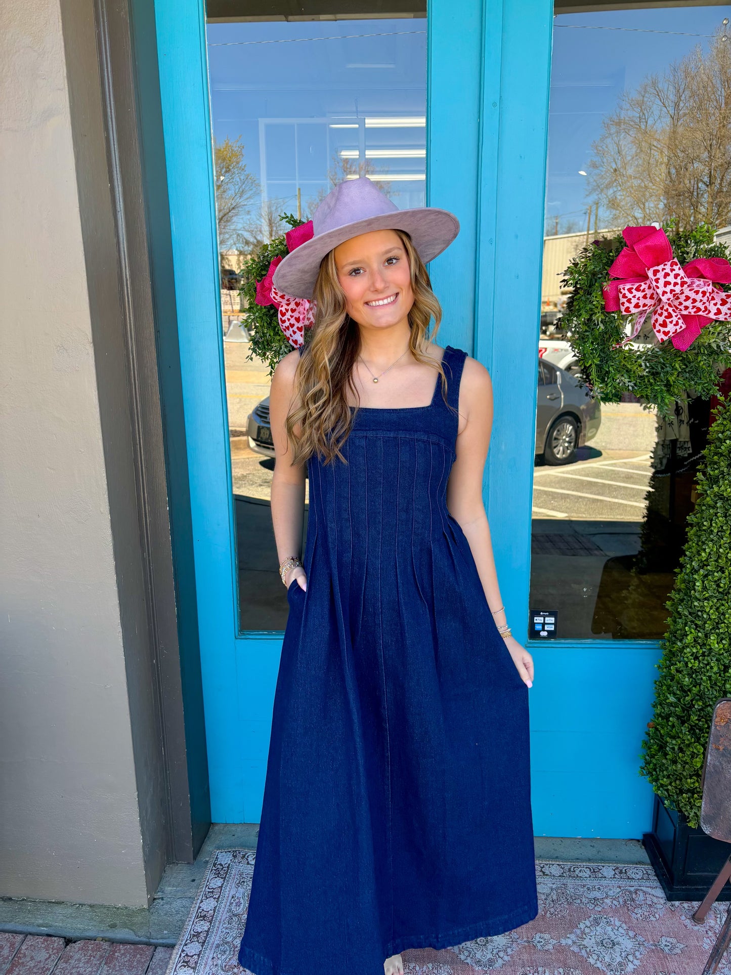 Morgan's Pleated Denim Dress