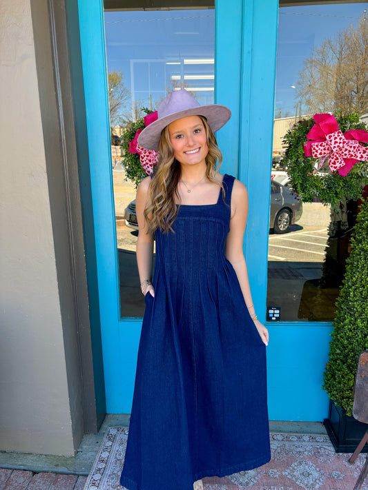 Morgan's Pleated Denim Dress