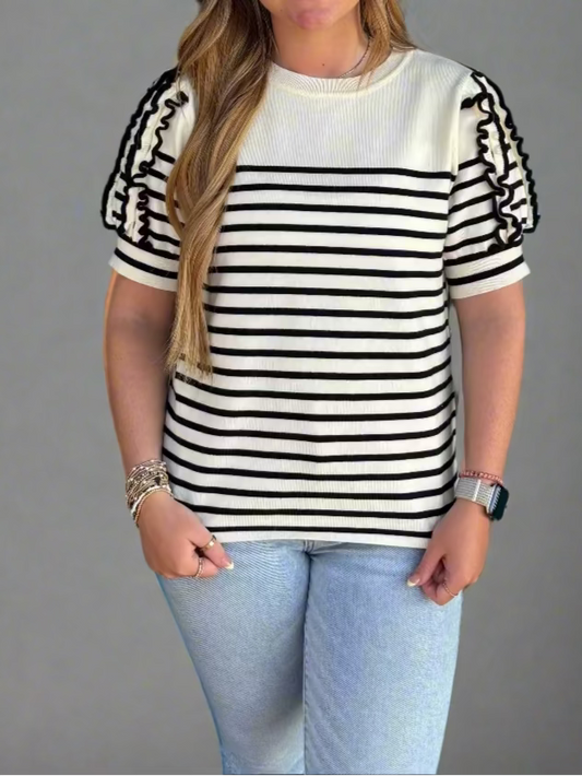 Jodi's Striped Ruffle Top