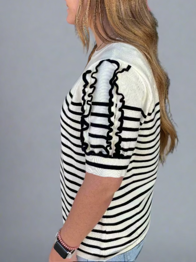 Jodi's Striped Ruffle Top