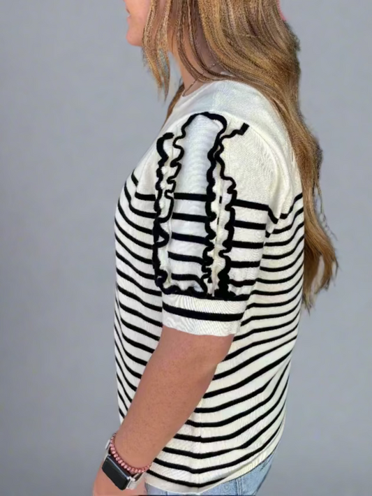 Jodi's Striped Ruffle Top