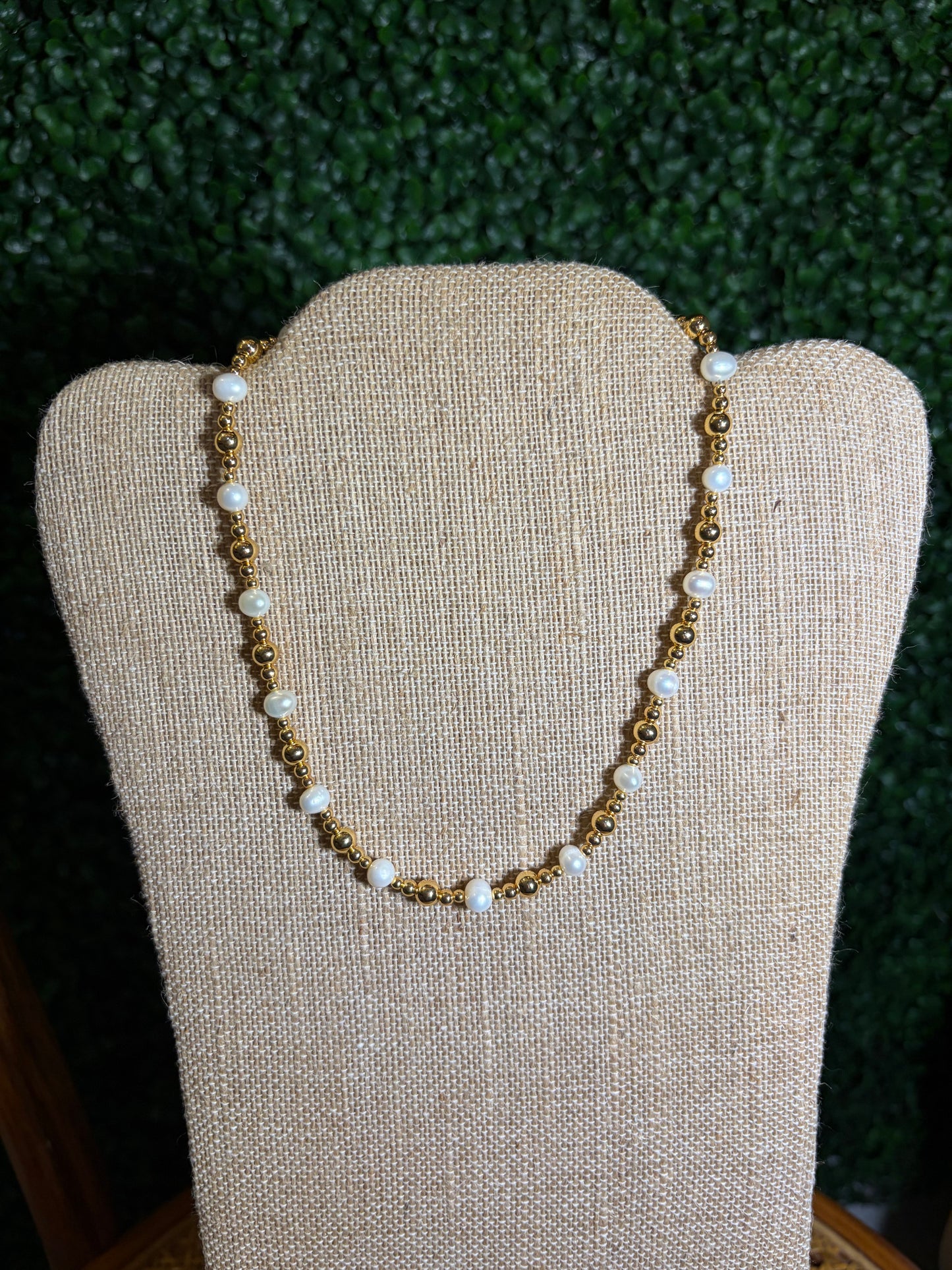 Gold & Pearl Beaded Necklace