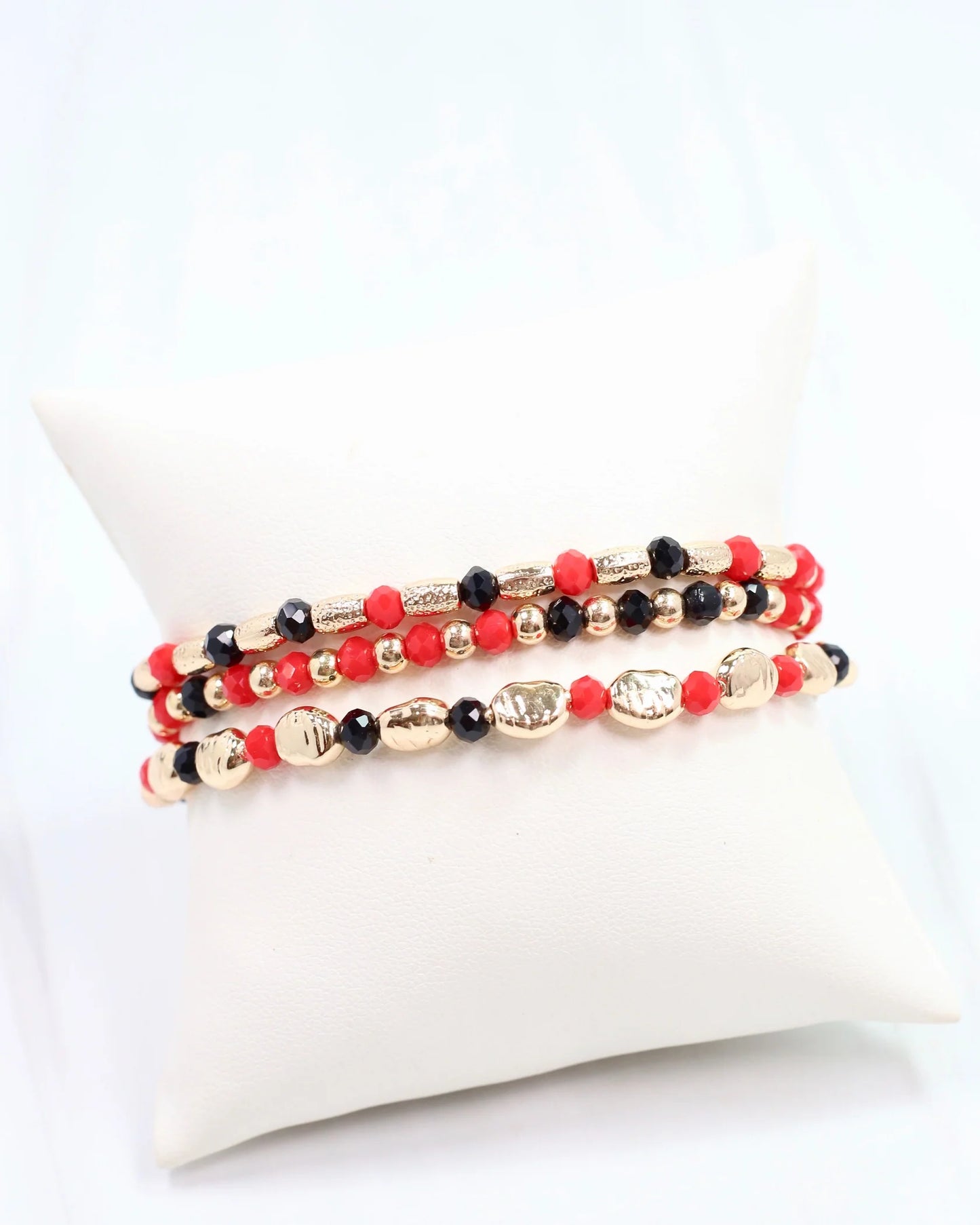 Spirit Beaded Bracelet Set Red Black