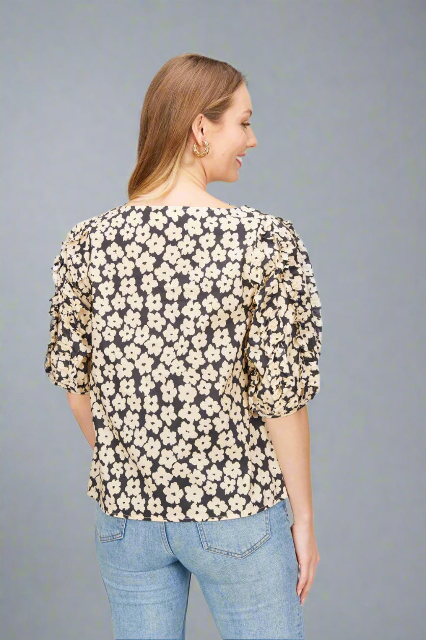 Floral Bishop Poplin Top