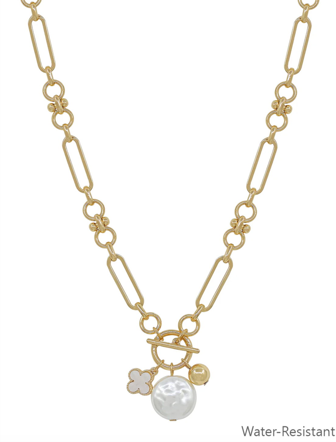 Gold + Pearl Clover Necklace